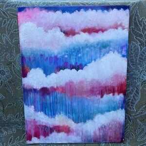Cotton Candy Clouds" Abstract Sky Painting 18x24.5 Original Canvas